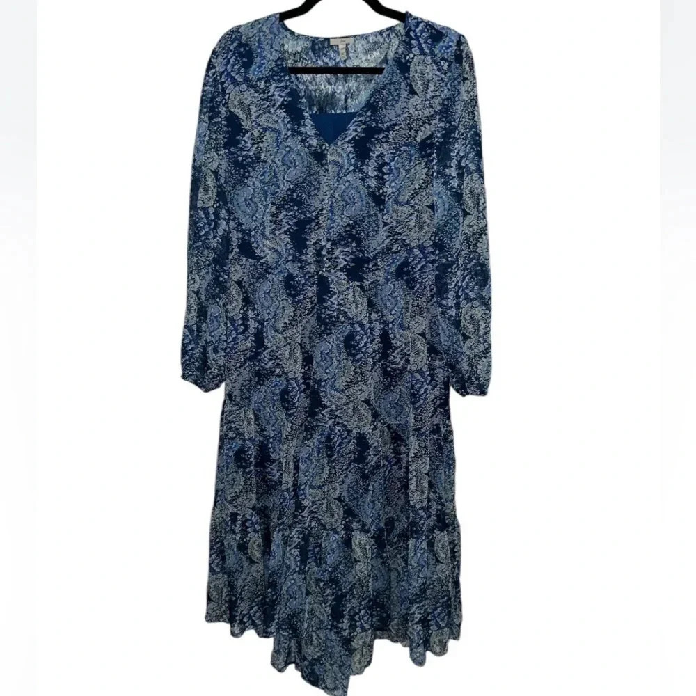 Joie “Limited Edition” Lightweight Chiffon Tiered Maxi Dress Parisian Paisley M - Picture 5 of 6